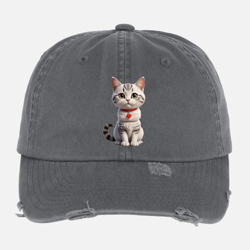 Zeichentrick Katze / cartoon cat Flexfit Vintage Destroyed Cap
