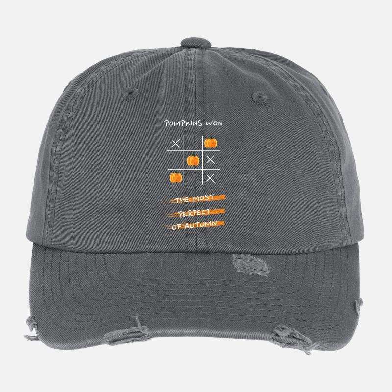 Conception de citrouille tic tac toe Casquette vintage effet usé Flexfit