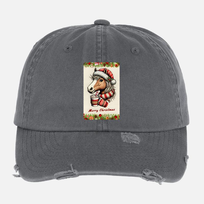 Cheval de Noël au chocolat chaud Casquette vintage effet usé Flexfit