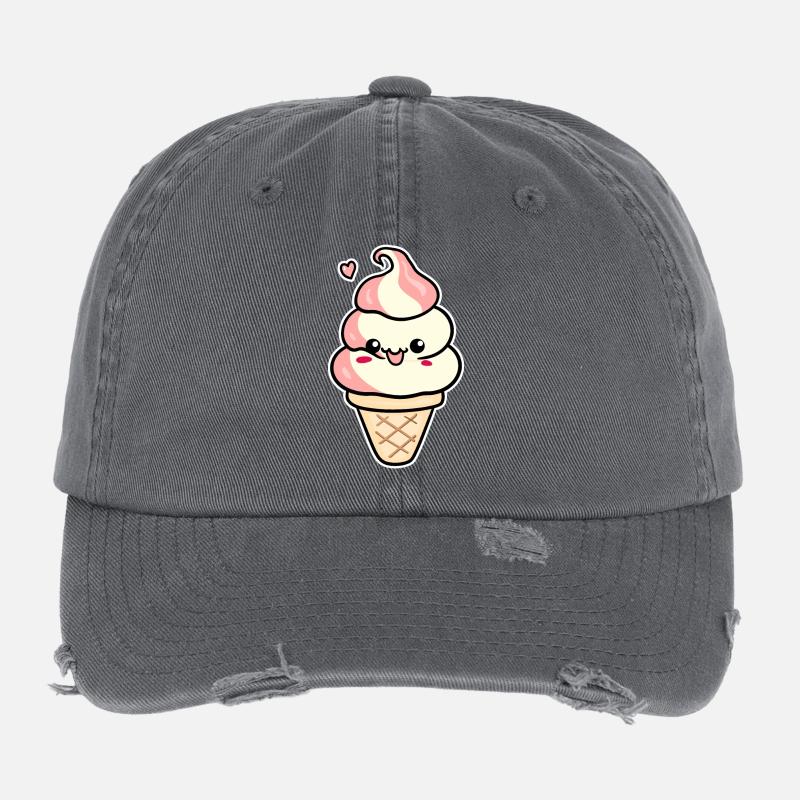 Crème glacée de dessin animé Casquette vintage effet usé Flexfit