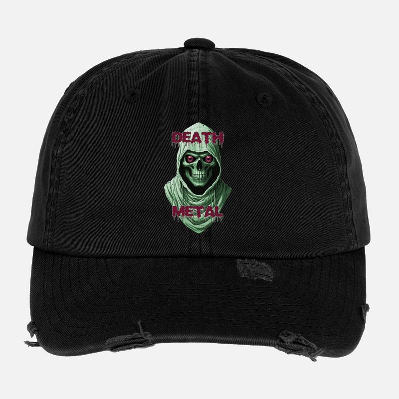 Gothic Skull with Metallic Accents  Flexfit Vintage Destroyed Cap