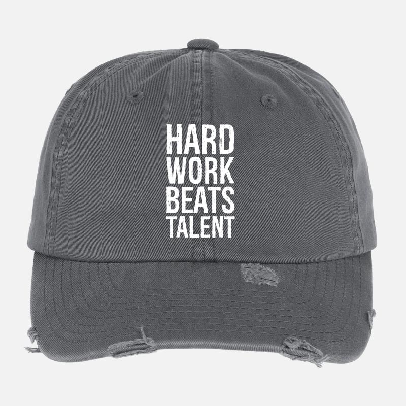 hard work beats talent Flexfit Vintage Destroyed Cap