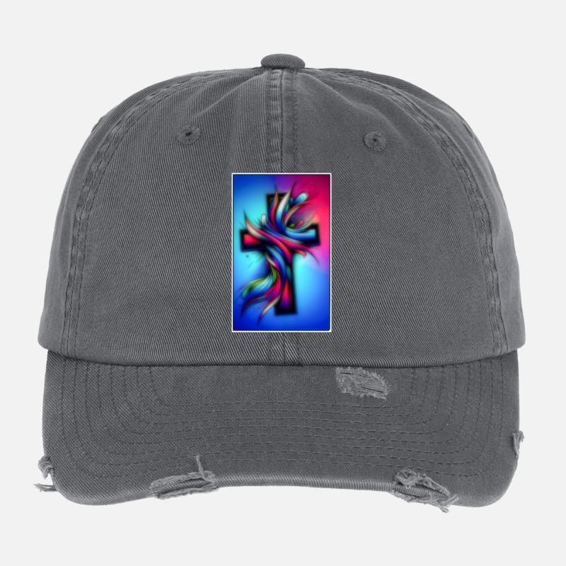 Kreuz bunt Flexfit Vintage Destroyed Cap