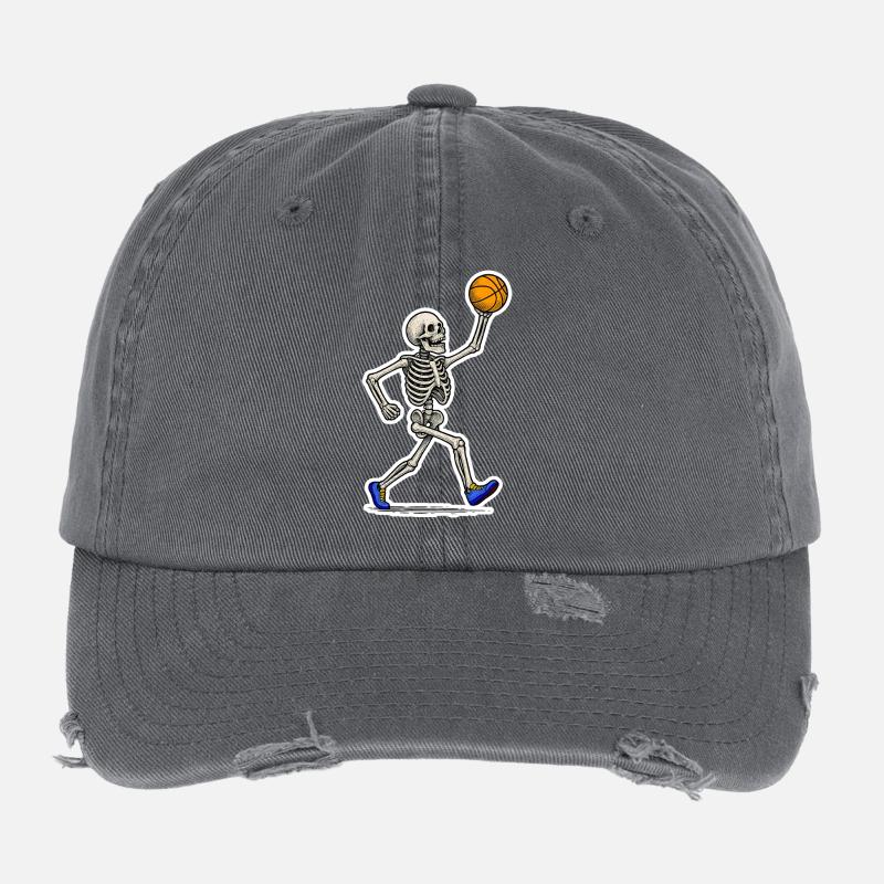 Basketball Skeleton Slam Flexfit Vintage Destroyed Cap