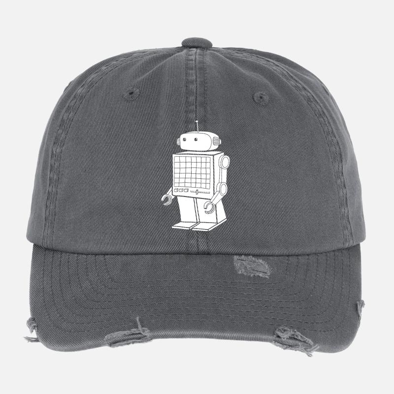 Retro Roboter – Vintage KI Android Design Flexfit Vintage Destroyed Cap