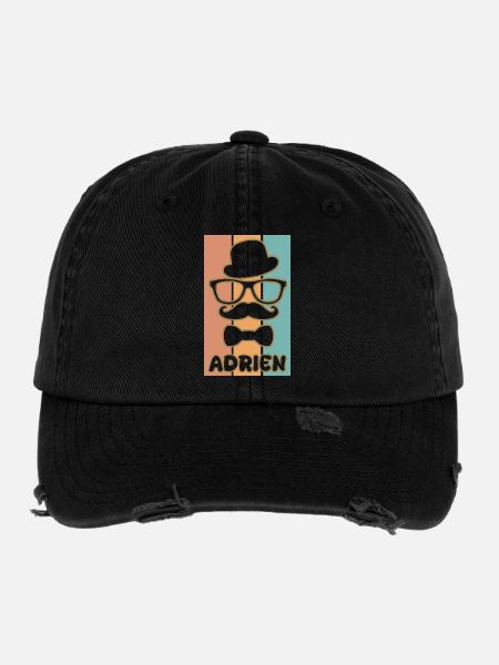 Geschenk für Adrien - Flexfit Vintage Destroyed Cap - Schwarz - Vorne