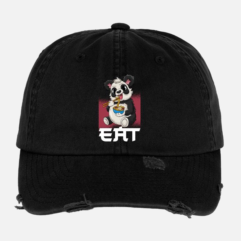 Panda Ramen Japanisch Essen Flexfit Vintage Destroyed Cap