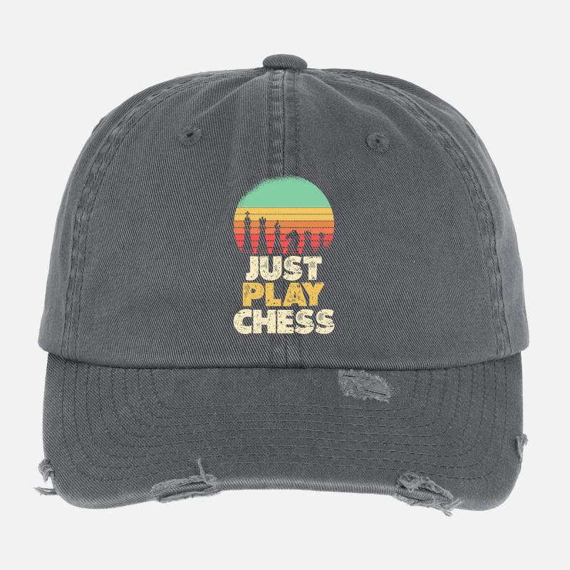 Jouez simplement aux échecs Retro Sunset Casquette vintage effet usé Flexfit