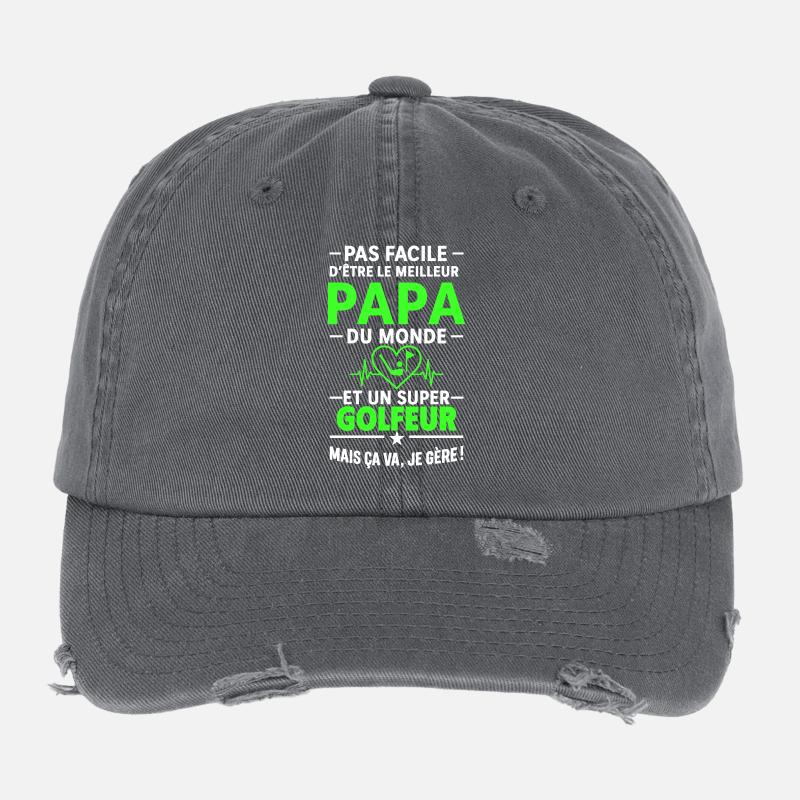 Herz + Golf – Super Papa Golfer Flexfit Vintage Destroyed Cap