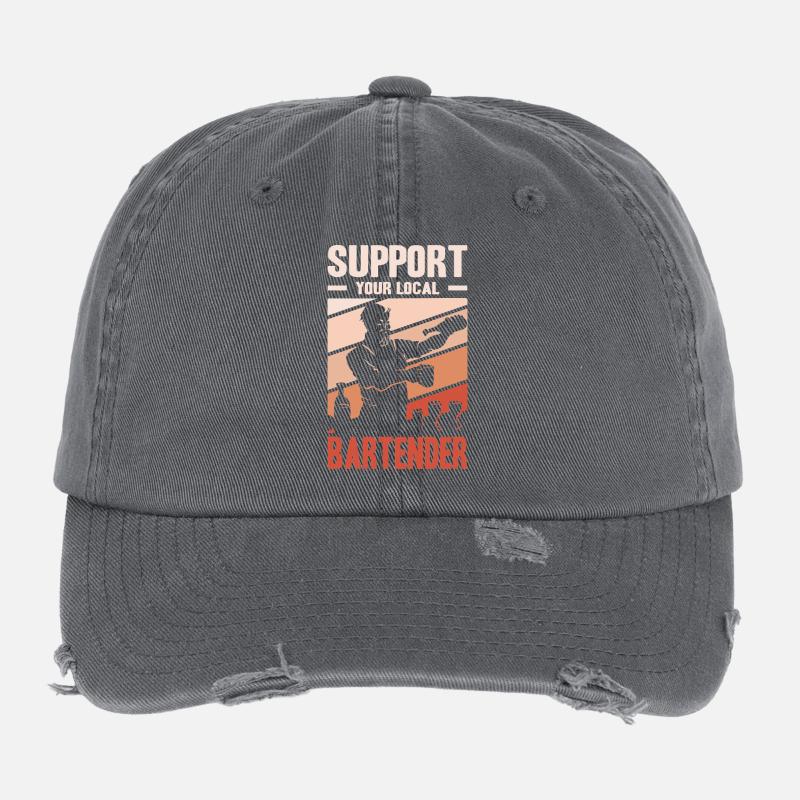 Barkeeper Geschenke Abschied Gastronomie Flexfit Vintage Destroyed Cap