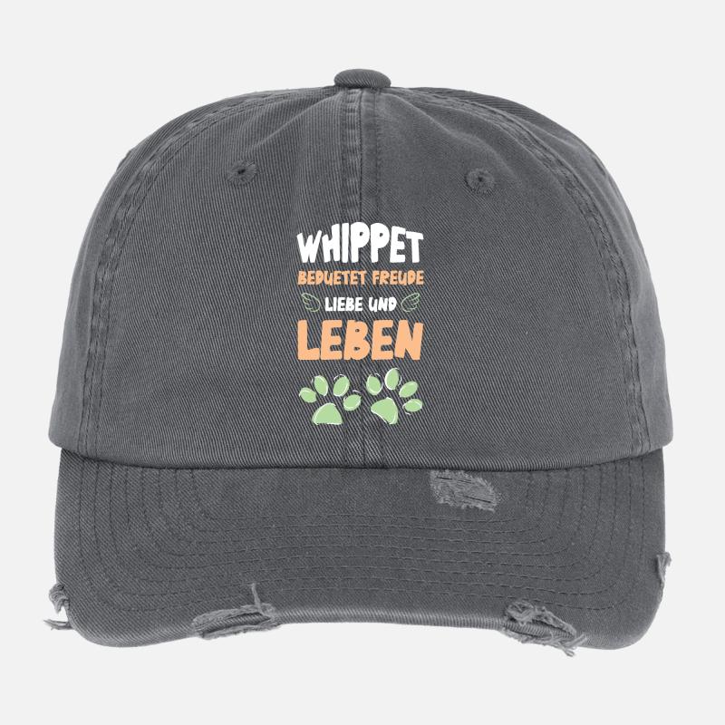 Whippet Liebe Leben Design Flexfit Vintage Destroyed Cap