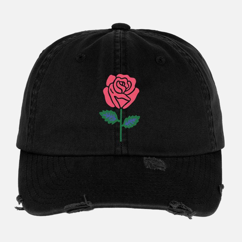 Rosa Rosengrafik Linien Flexfit Vintage Destroyed Cap