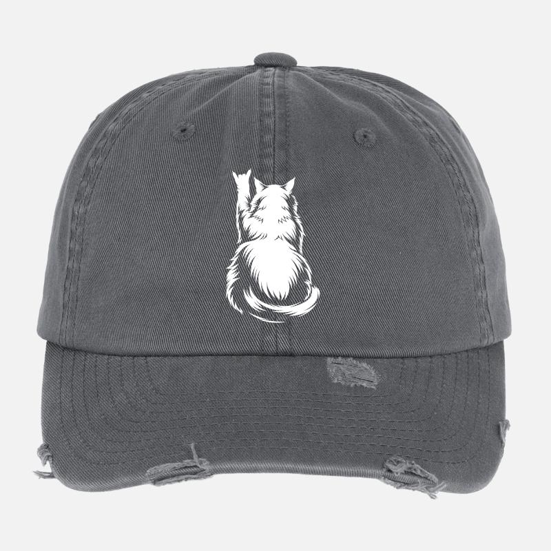 Rock Cat Back View – Devil Horns Flexfit Vintage Destroyed Cap