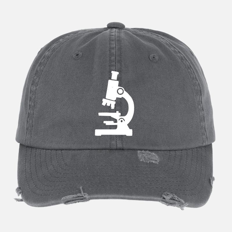 Microscope Silhouette Laboratory Flexfit Vintage Destroyed Cap