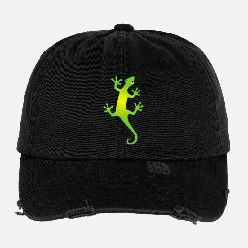 grüne und gelbe Manga-Eidechse Flexfit Vintage Destroyed Cap