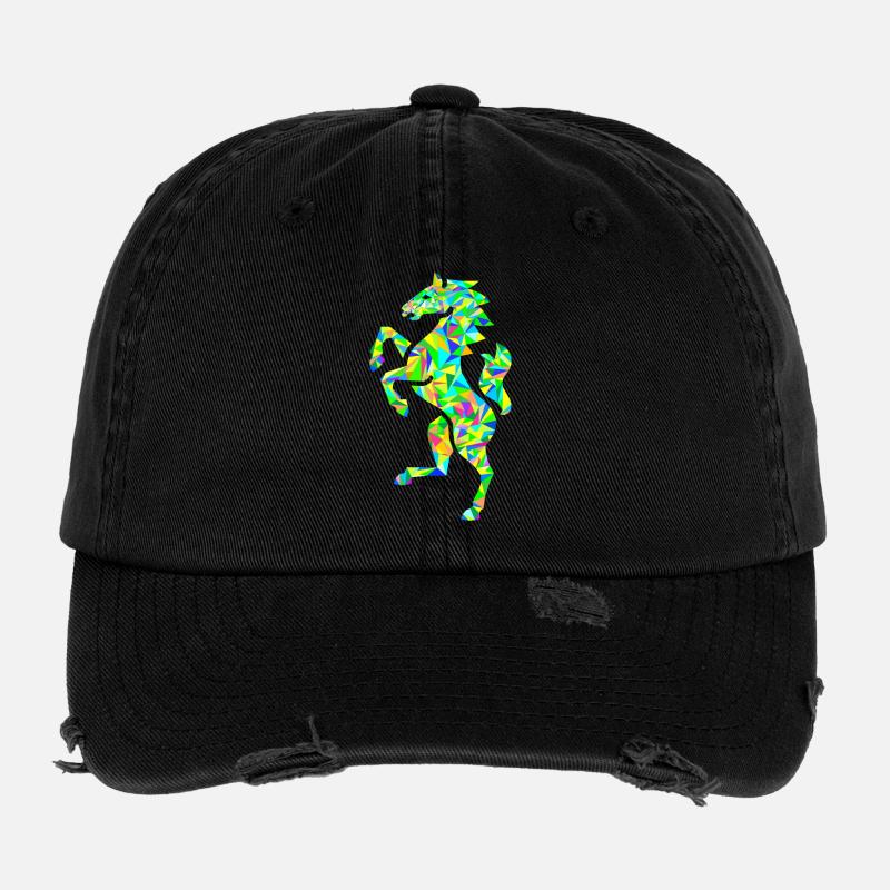 Pferd polygon bunt Flexfit Vintage Destroyed Cap