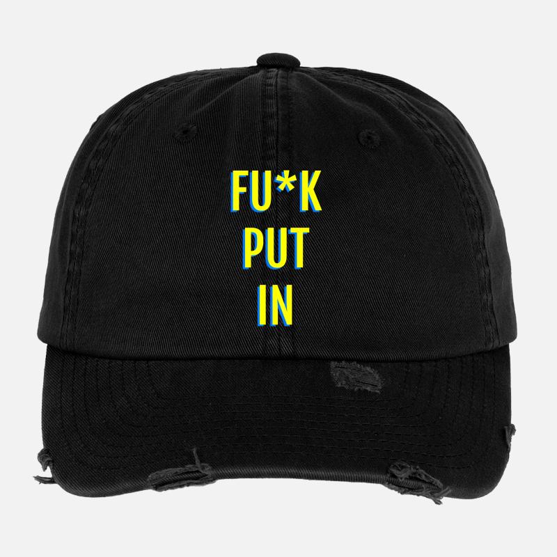 Provokante Neon-Textgrafik Flexfit Vintage Destroyed Cap