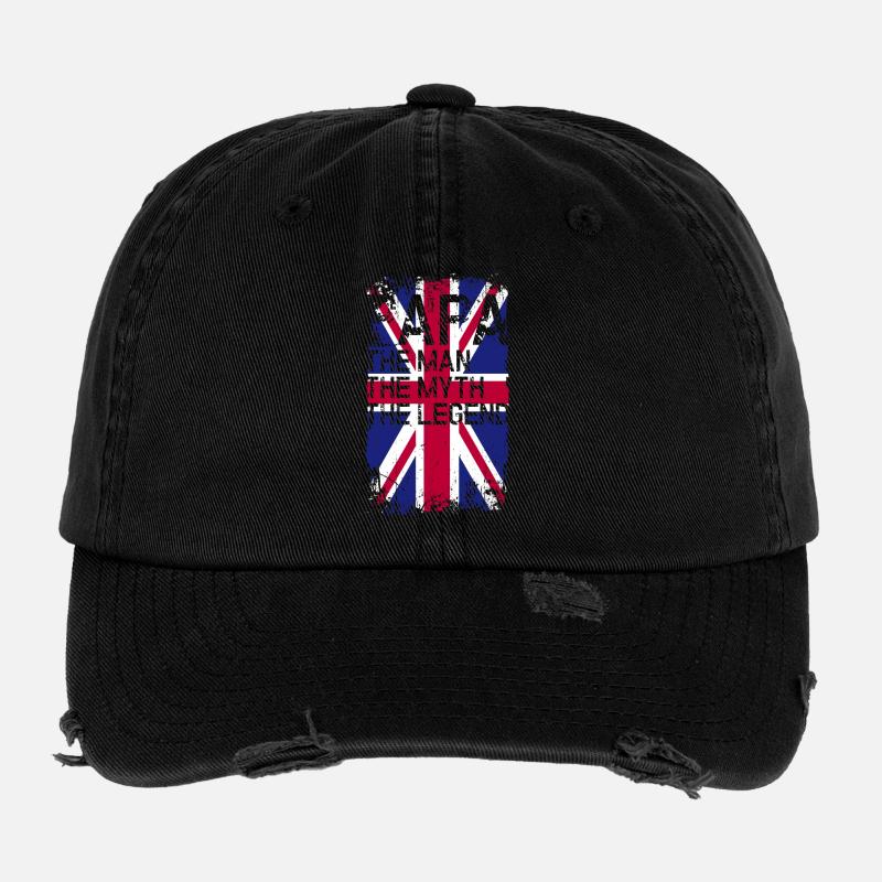 Grunge Union Jack Text Tee Flexfit Vintage Destroyed Cap