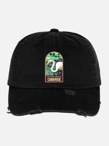Flamingo Pink Camargue: Enchanted Nature - Flexfit Vintage Destroyed Cap - black - Front