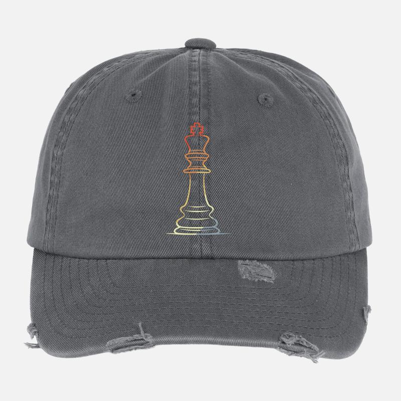 Chess Piece Line Art Flexfit Vintage Destroyed Cap