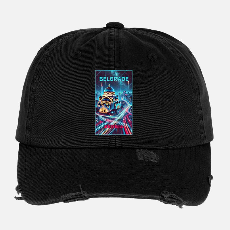 Belgrad Serbien Skyline Design Flexfit Vintage Destroyed Cap
