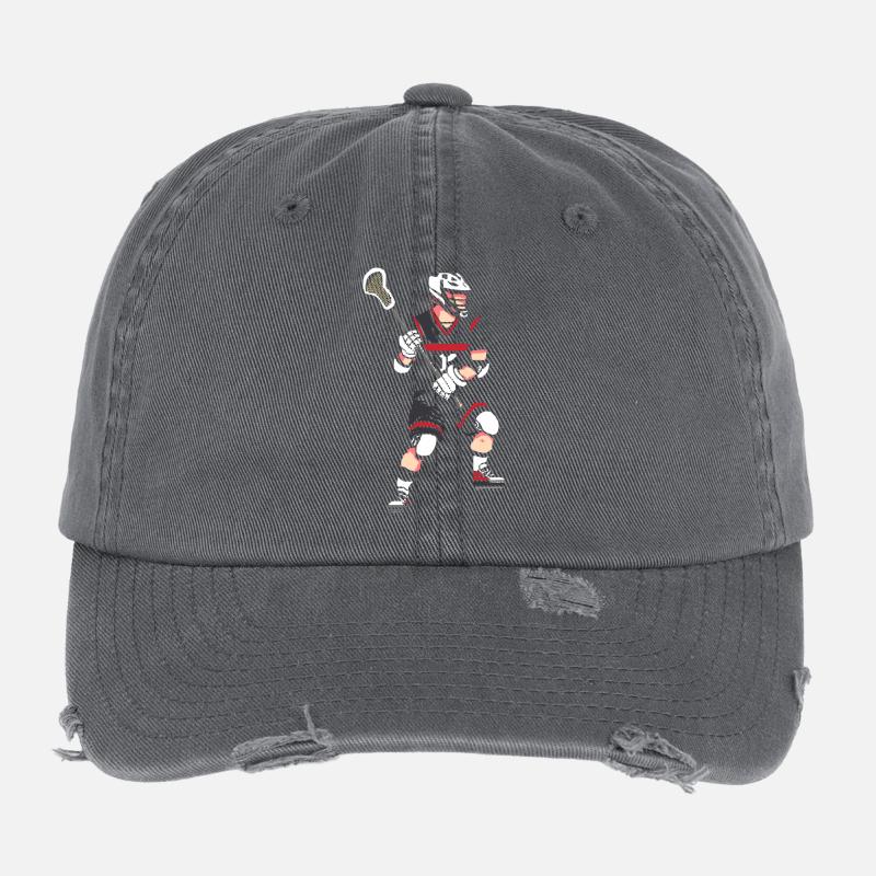 Lacrosse Player Pixel Flexfit Vintage Destroyed Cap