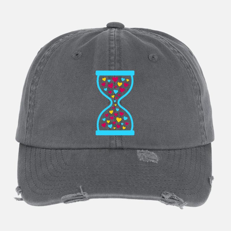 Colorful Hearts Hourglass - Love and Time Flow Flexfit Vintage Destroyed Cap