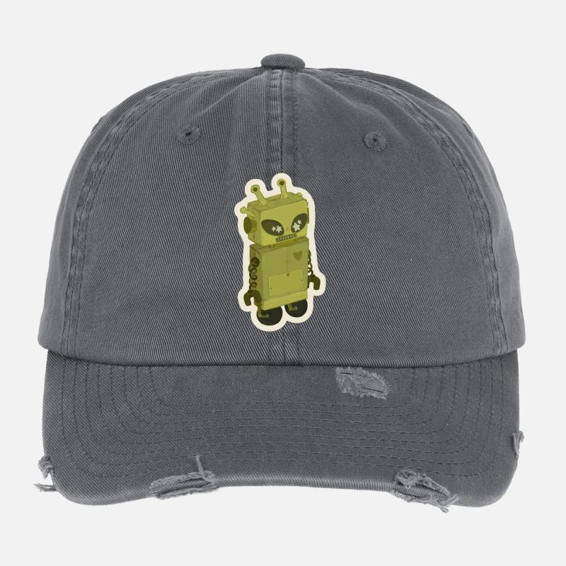 alien robot Flexfit Vintage Destroyed Cap
