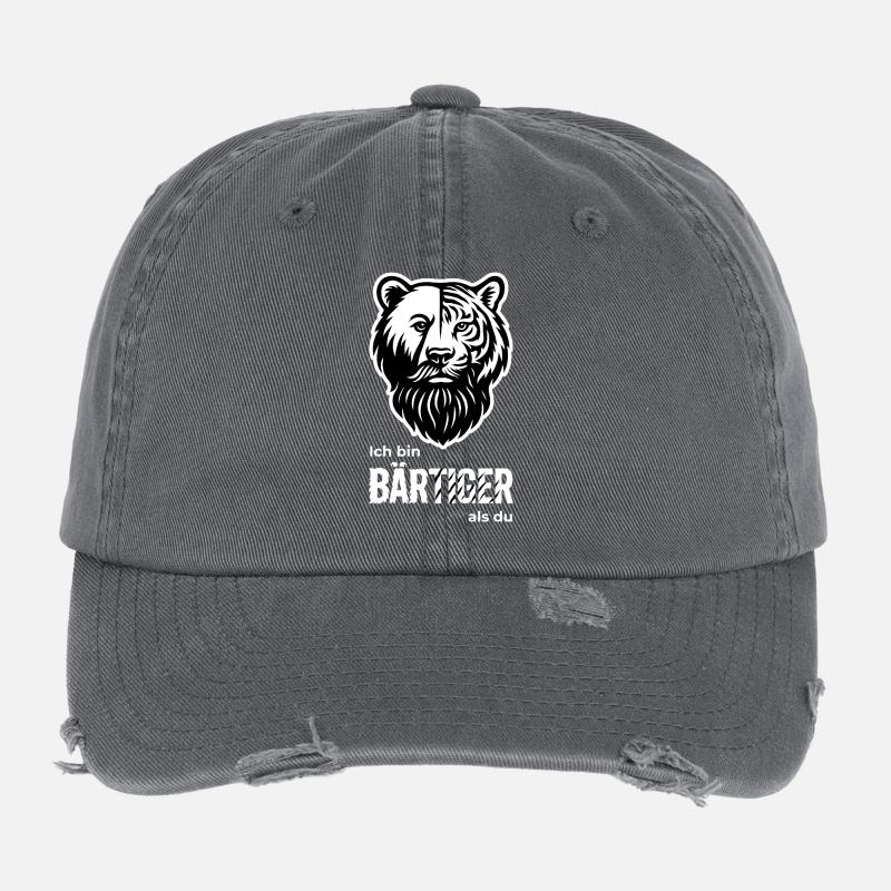 BÄRTIGER Bär & Tiger Bart-Wortspiel Flexfit Vintage Destroyed Cap