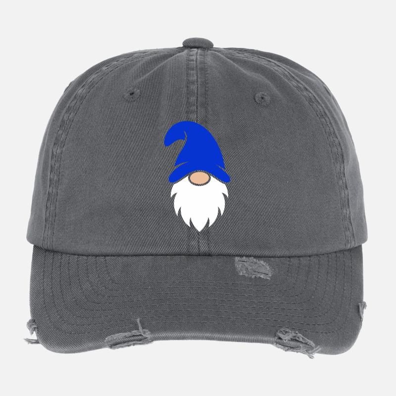 Breloque Gnome barbu bleu Casquette vintage effet usé Flexfit