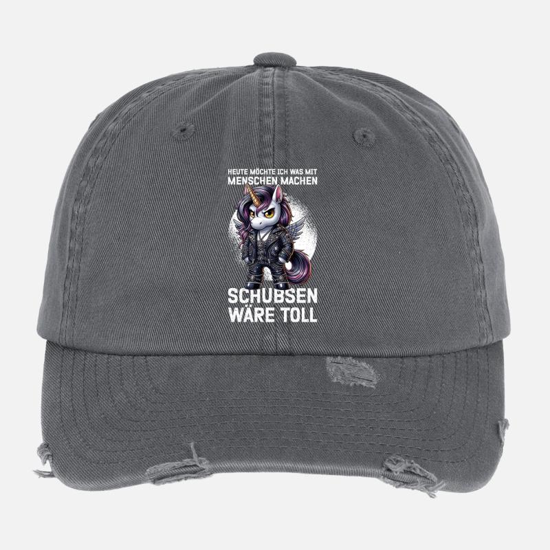 Heute Möchte Ich Was Mit Menschen Machen Schubsen Flexfit Vintage Destroyed Cap