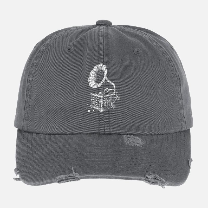 Vintage Gramophone Charm Flexfit Vintage Destroyed Cap