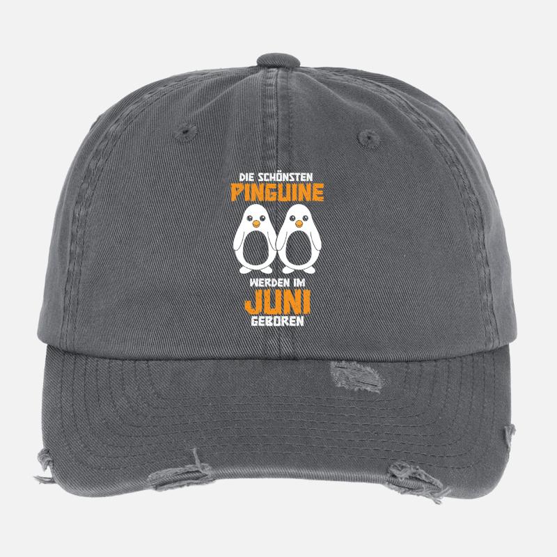 Juni Geburtstag Pinguin Spruch Lustig Flexfit Vintage Destroyed Cap