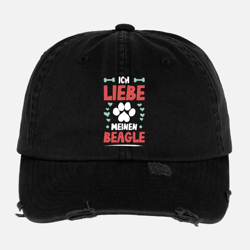 J’aime mon cœur de patte de beagle Casquette vintage effet usé Flexfit
