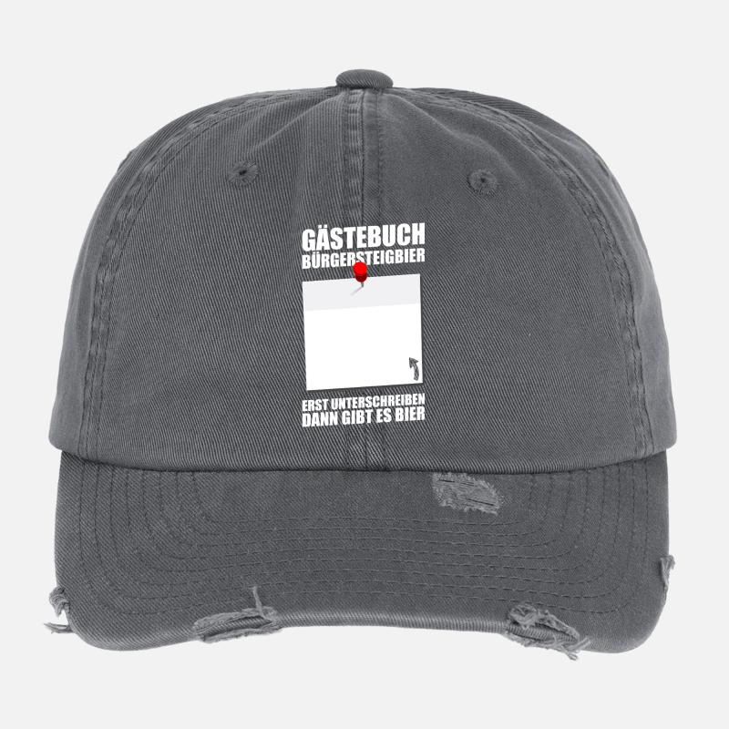 Gästebuch Bürgersteigbier Ortskontrollfahrt OKF Flexfit Vintage Destroyed Cap