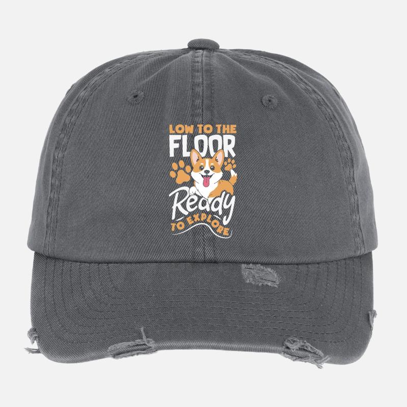 Kurze Beine, Große Einstellung, Corgi Flexfit Vintage Destroyed Cap