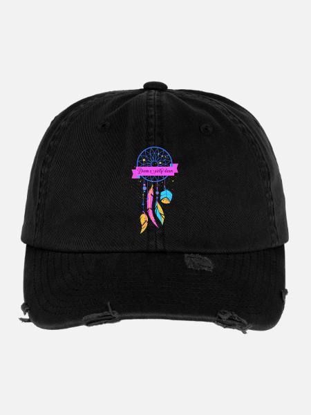 attrape-rêves - Casquette vintage effet usé Flexfit - noir - Devant