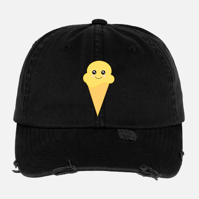 Kawaii Eis Kawaii Vanille Kawaii Eiscreme Flexfit Vintage Destroyed Cap