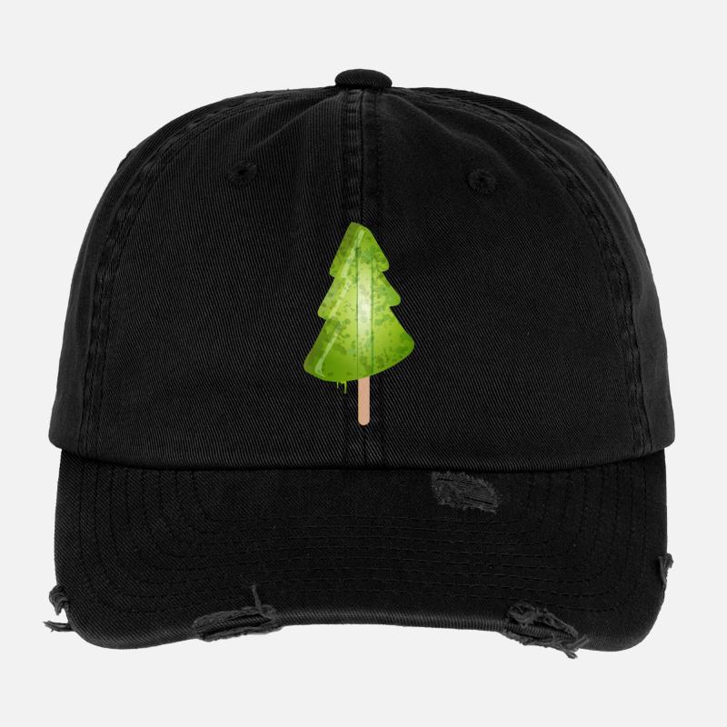 leuchtendes Weihnachtsbaum Eis in Tannenbaum grün Flexfit Vintage Destroyed Cap