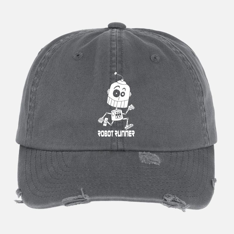 Weißer laufender Roboter Flexfit Vintage Destroyed Cap
