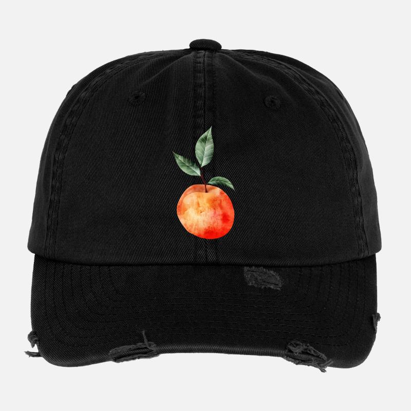 glowing peach with leaves illustration Flexfit Vintage Destroyed Cap