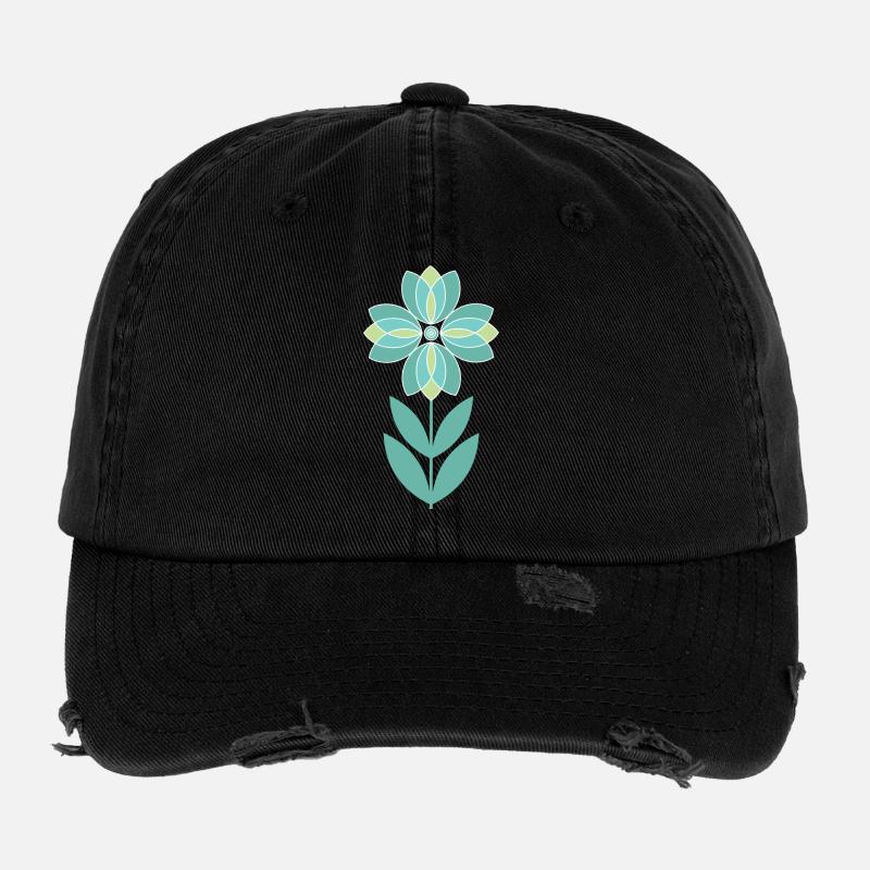 Green Mid-Century Flower Flexfit Vintage Destroyed Cap