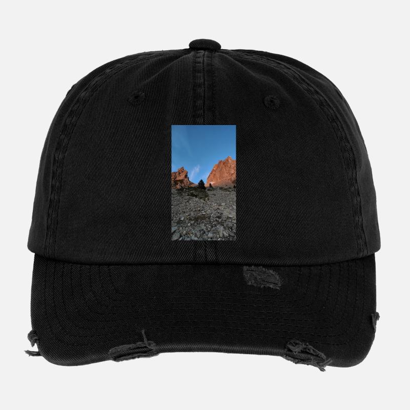 Coucher de soleil Col des Aiguilles Casquette vintage effet usé Flexfit