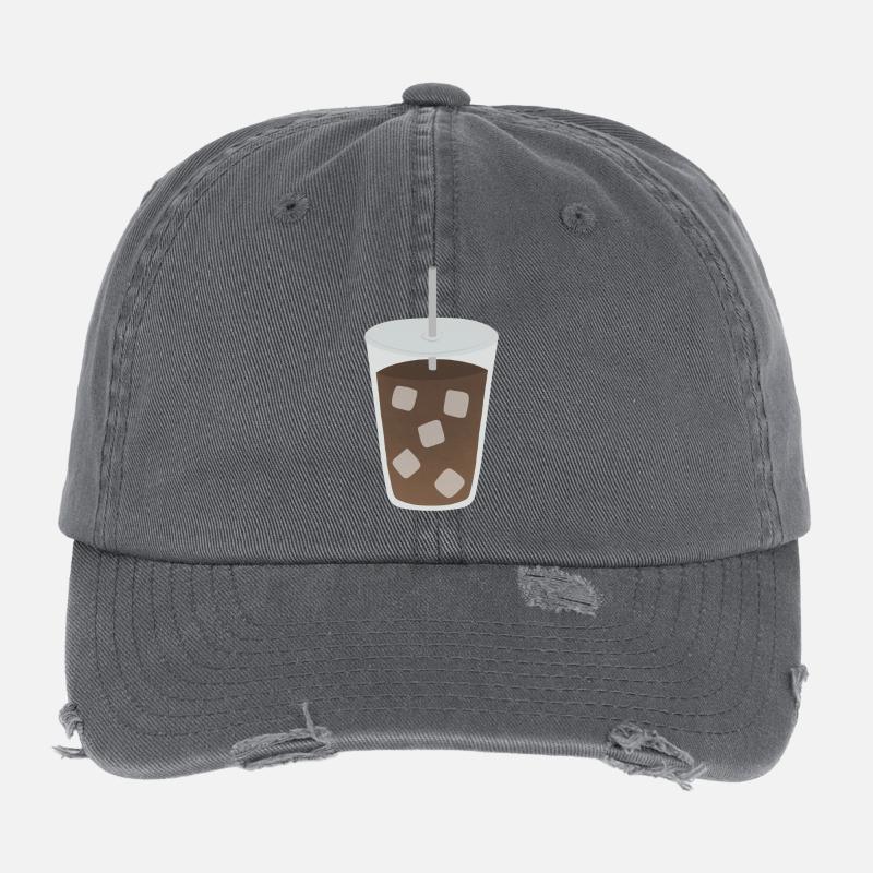 Iced Coffee Cube Pattern Flexfit Vintage Destroyed Cap