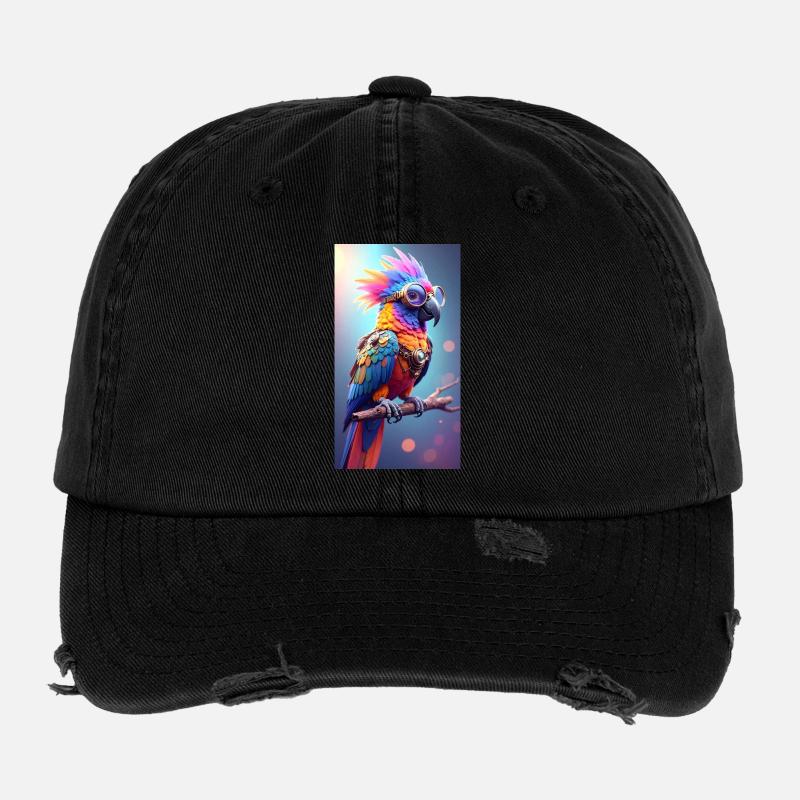 Perroquet steampunk coloré Casquette vintage effet usé Flexfit