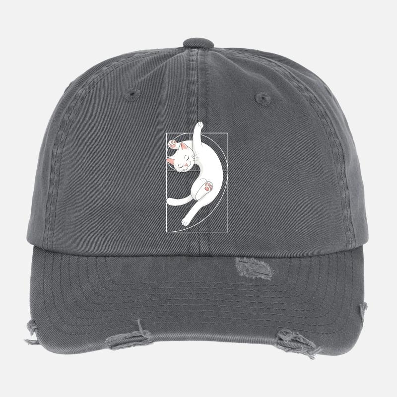 Chat en spirale de Fibonacci Casquette vintage effet usé Flexfit