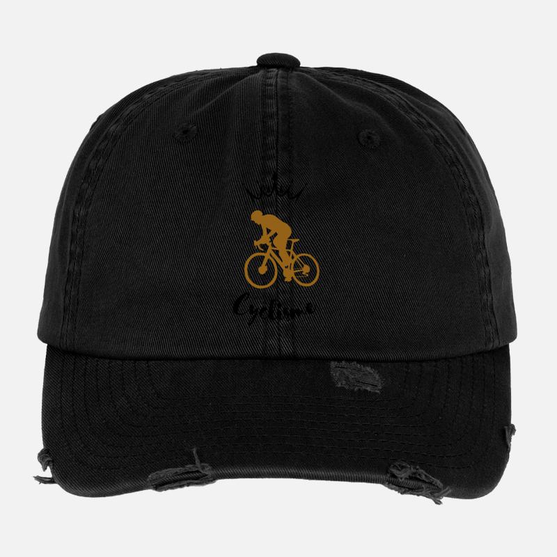 Cyclist Silhouette Flexfit Vintage Destroyed Cap