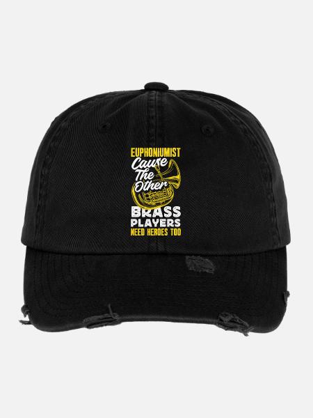 Vintage Euphonium Spieler - Flexfit Vintage Destroyed Cap - Schwarz - Vorne
