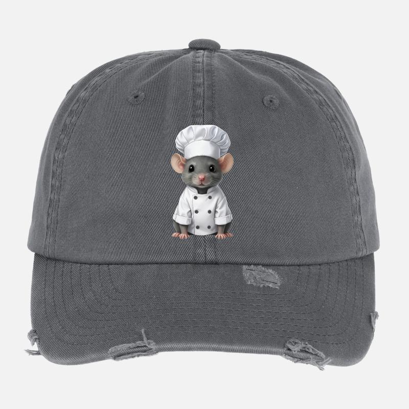 Cute Rat Chef Serveur de restauration Casquette vintage effet usé Flexfit