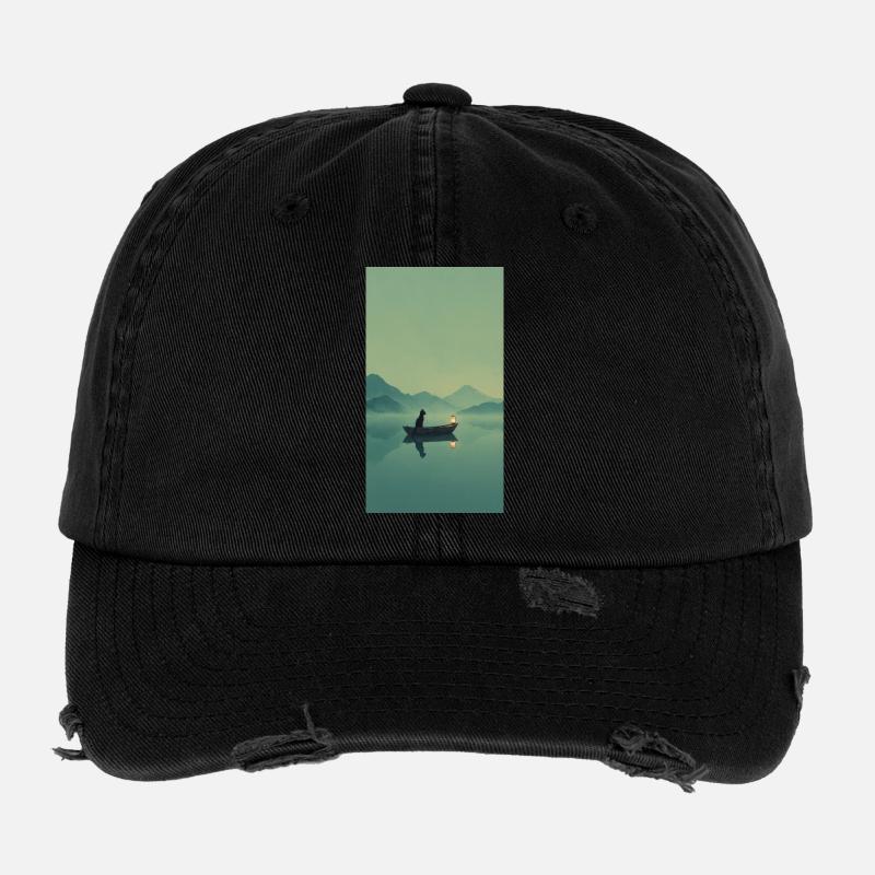 Schwarze Katze am Fuji – Asian Zen Design Flexfit Vintage Destroyed Cap